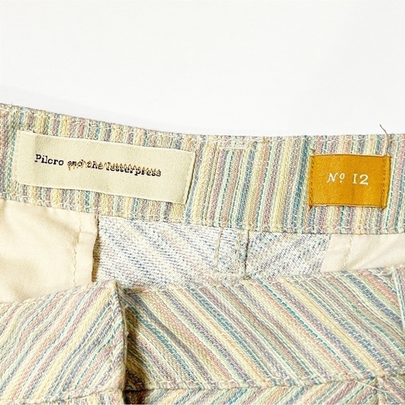 Anthropologie NWT Pilcro Chino Striped Skirt 12 button front pastel rainbow new - Picture 8 of 13